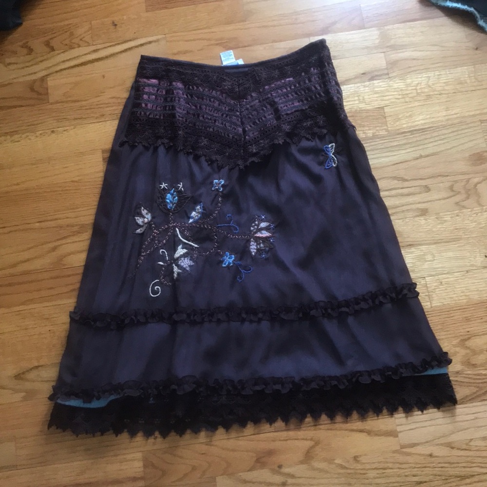Purple dress with flower design and lace detail